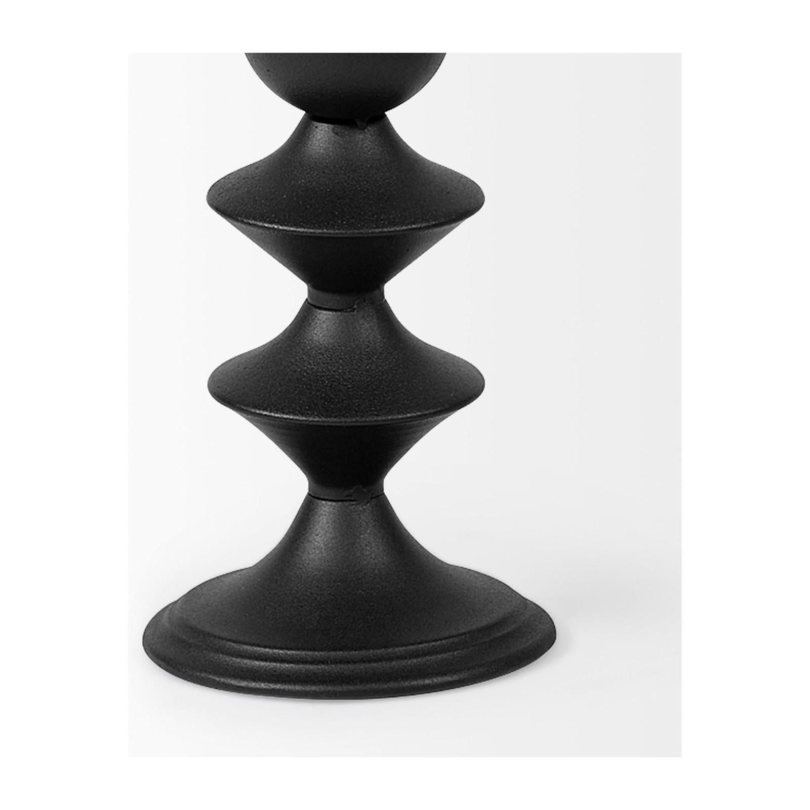 Mercana Candelero Black Metal Grooved Table Candle Holder