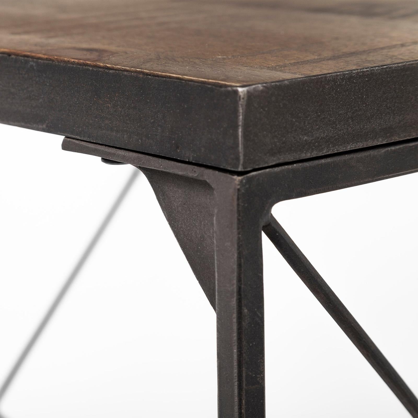 Mercana Trestman Brown Wood Top W/Black Iron Base Accent Bench Clearance