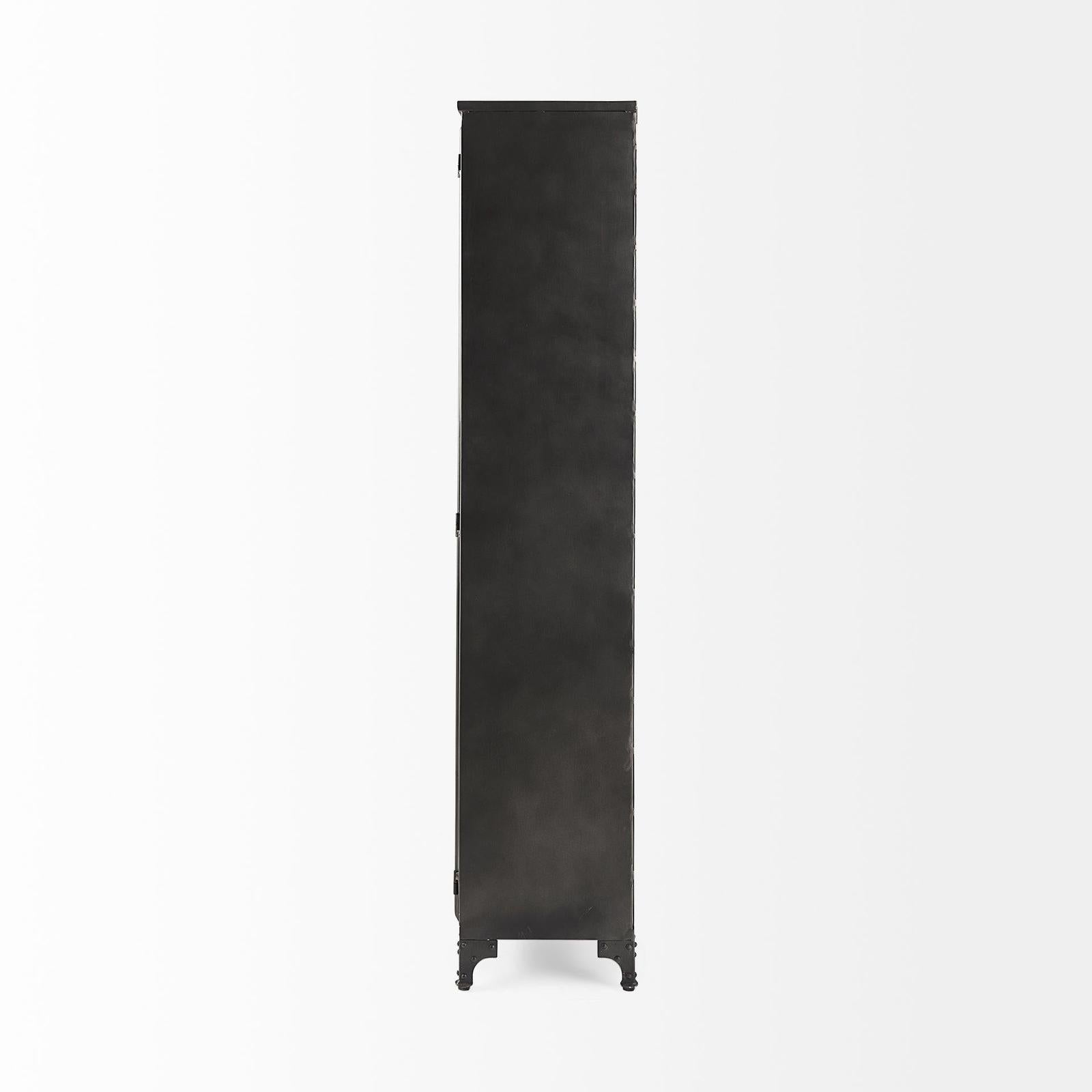 Mercana Poppy Black Metal With Glass Door Display Cabinet