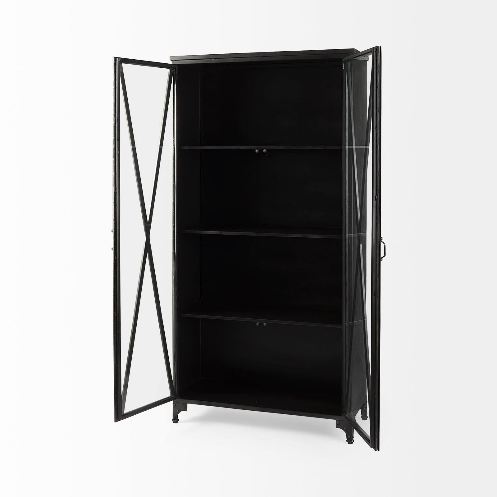 Mercana Poppy Black Metal With Glass Door Display Cabinet