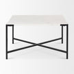 Mercana Lucas White Marble Top Black Metal Base Coffee Table
