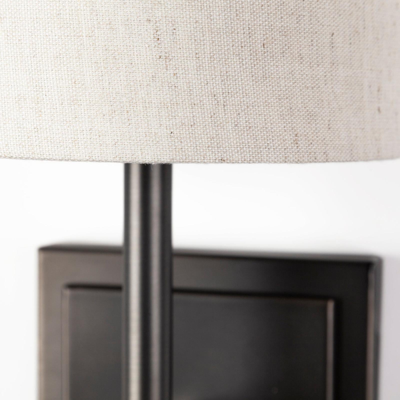 Mercana Bourgeois White Fabric Shade Brown Metal Base Wall Sconce