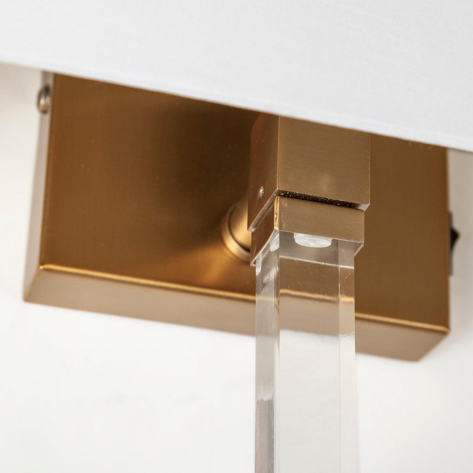 Mercana Cantabria White Shade Brass/Acrylic Wall Sconce Clearance