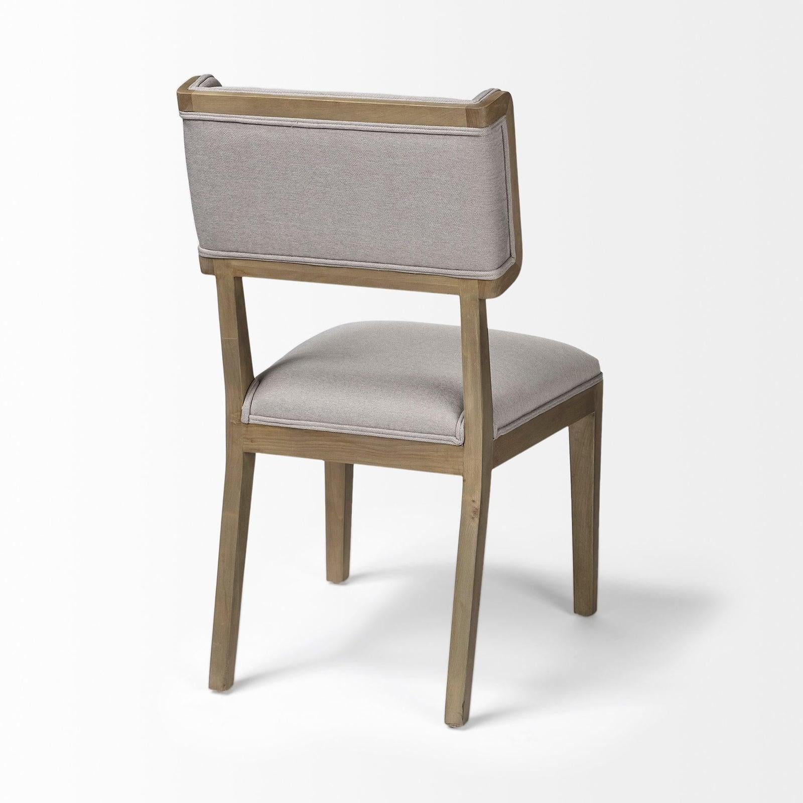 Mercana Tenton Grey Fabric Wrap Brown Wooden Base Dining Chair Clearance