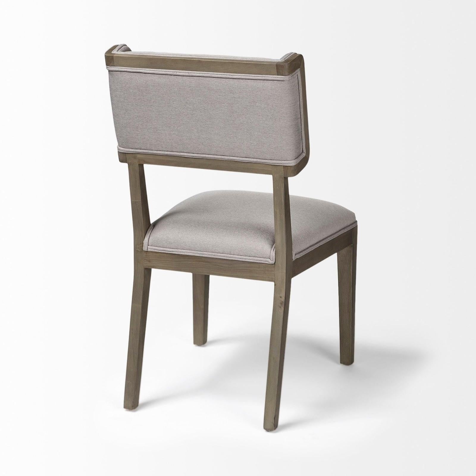 Mercana Tenton Grey Fabric Wrap Brown Wooden Base Dining Chair Clearance