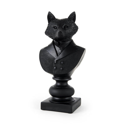 Mercana Murray Black Painted Resin Fox in a Suit Bust