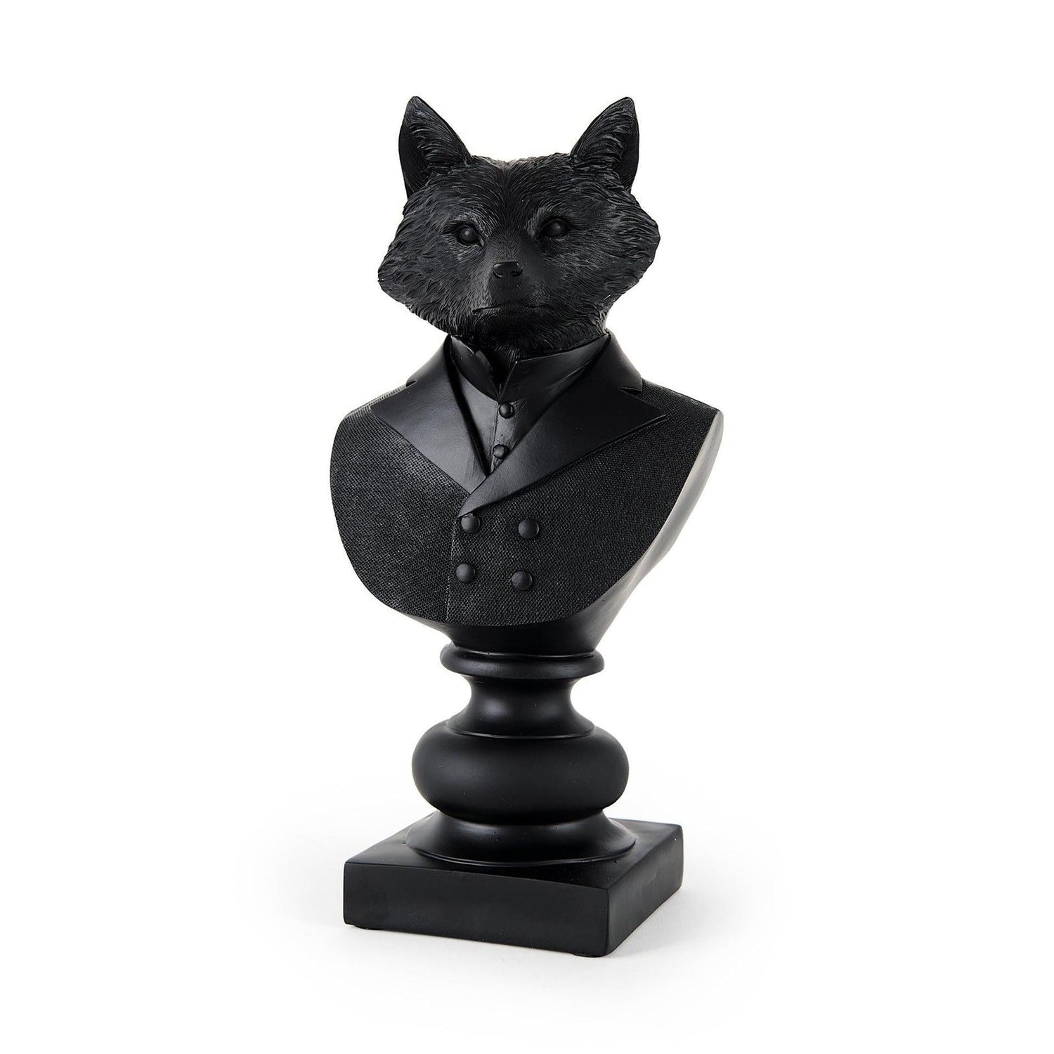 Mercana Murray Black Painted Resin Fox in a Suit Bust