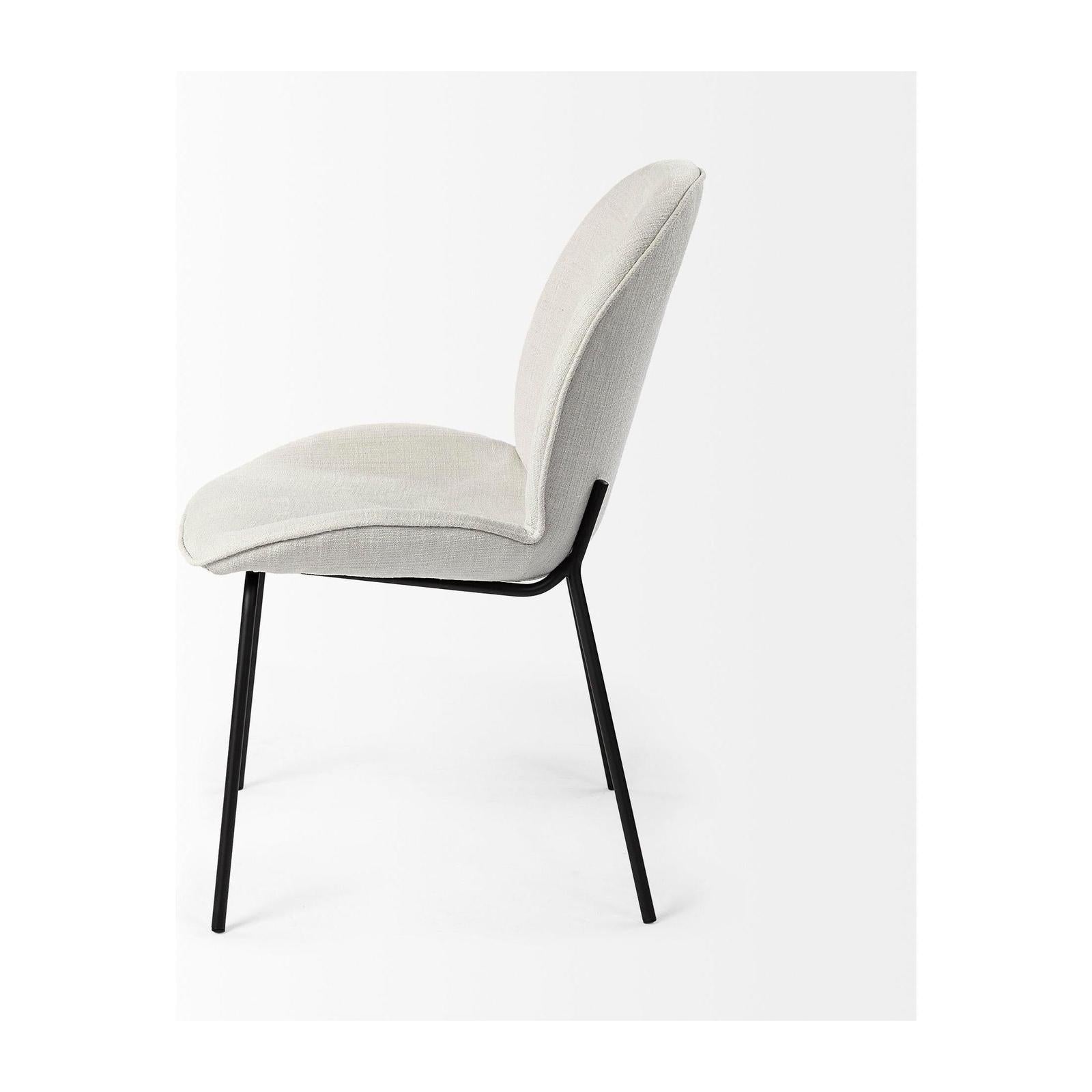 Mercana Inala White Fabric Seat Black Metal Frame Dining Chair