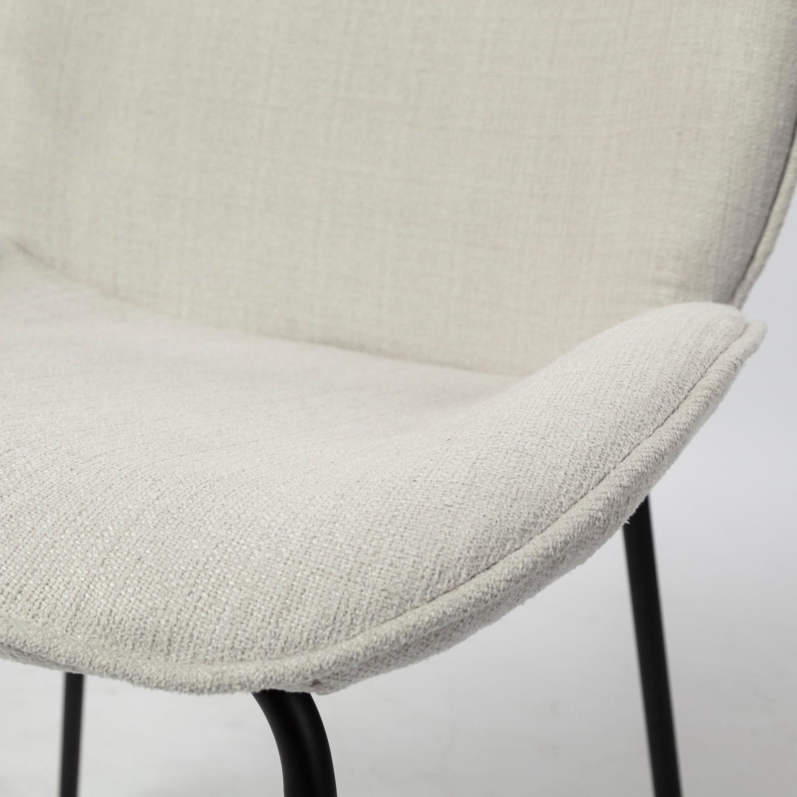 Mercana Inala White Fabric Seat Black Metal Frame Dining Chair