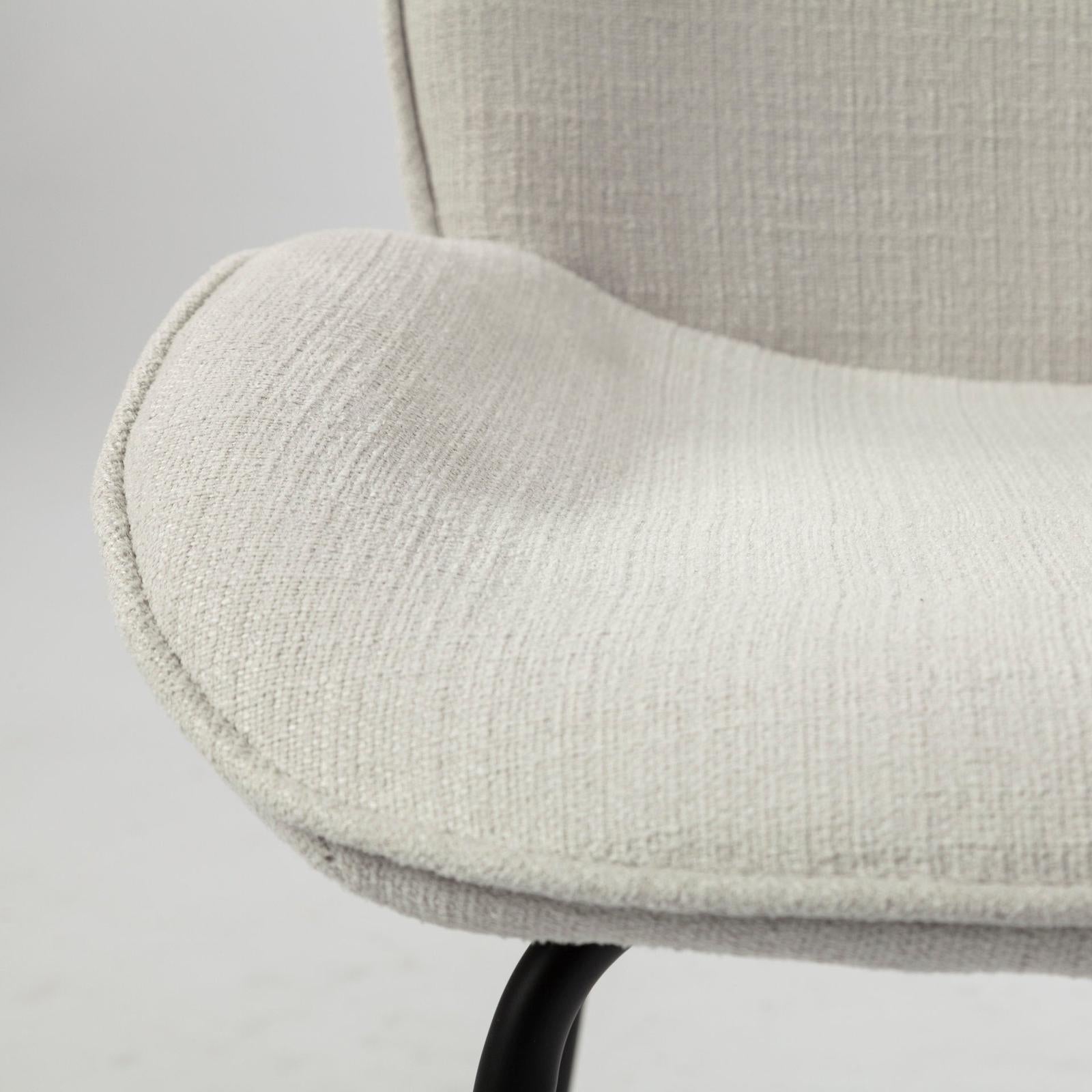 Mercana Inala White Fabric Seat Black Metal Frame Dining Chair