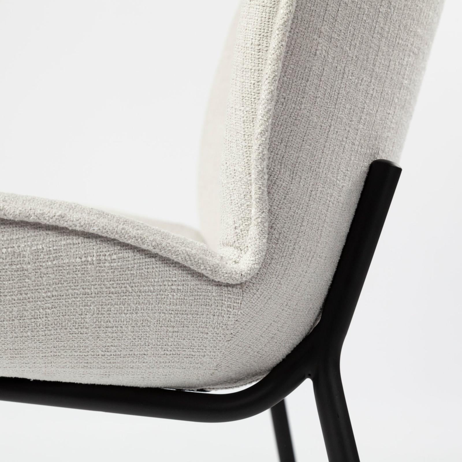 Mercana Inala White Fabric Seat Black Metal Frame Dining Chair