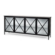 Mercana Aurelia Black and White Metal Four Door Glass Cabinet Buffet Clearance
