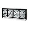Mercana Aurelia Black and White Metal Four Door Glass Cabinet Buffet Clearance