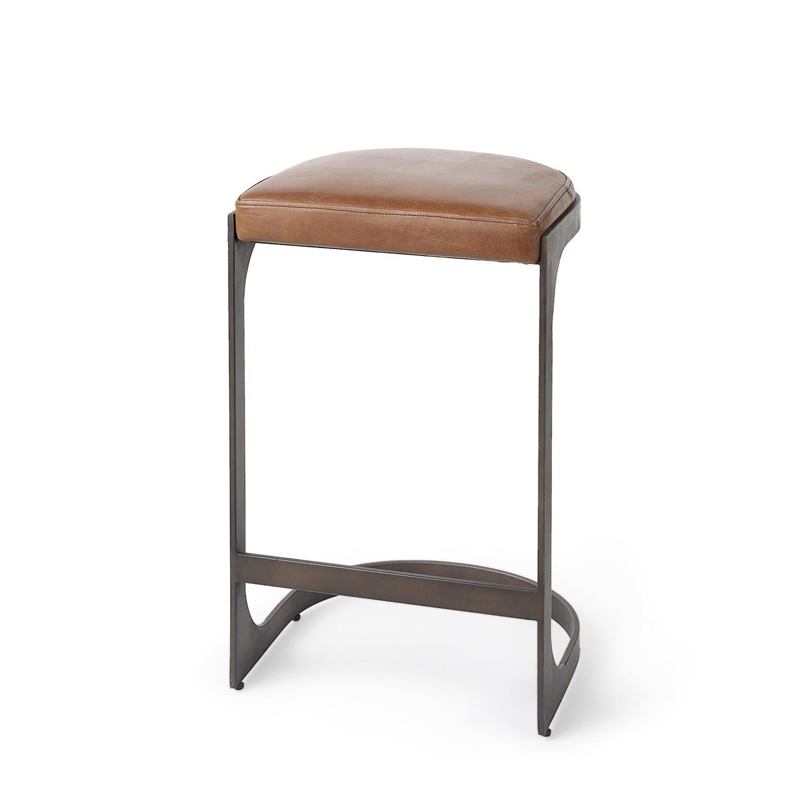 Mercana Tyson Leather W/ Metal Frame Counter Stool