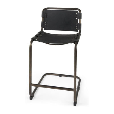 Mercana Berbick Black Leather W/ Iron Frame Counter Stool Clearance