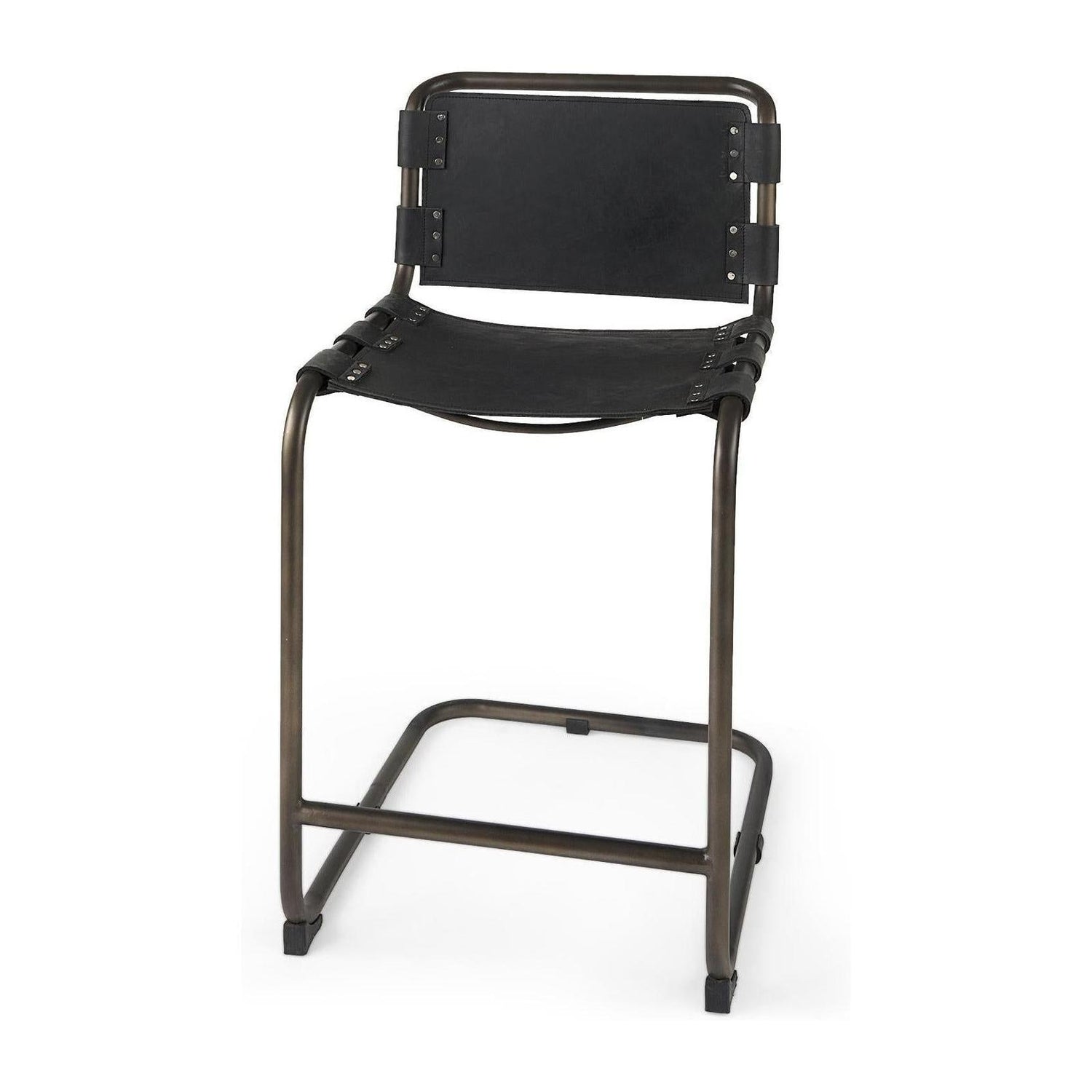 Mercana Berbick Black Leather W/ Iron Frame Counter Stool Clearance