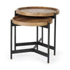 Mercana Marquisa Light Brown Wood W/ Black Metal Base Nesting Side Tables- Set of 2