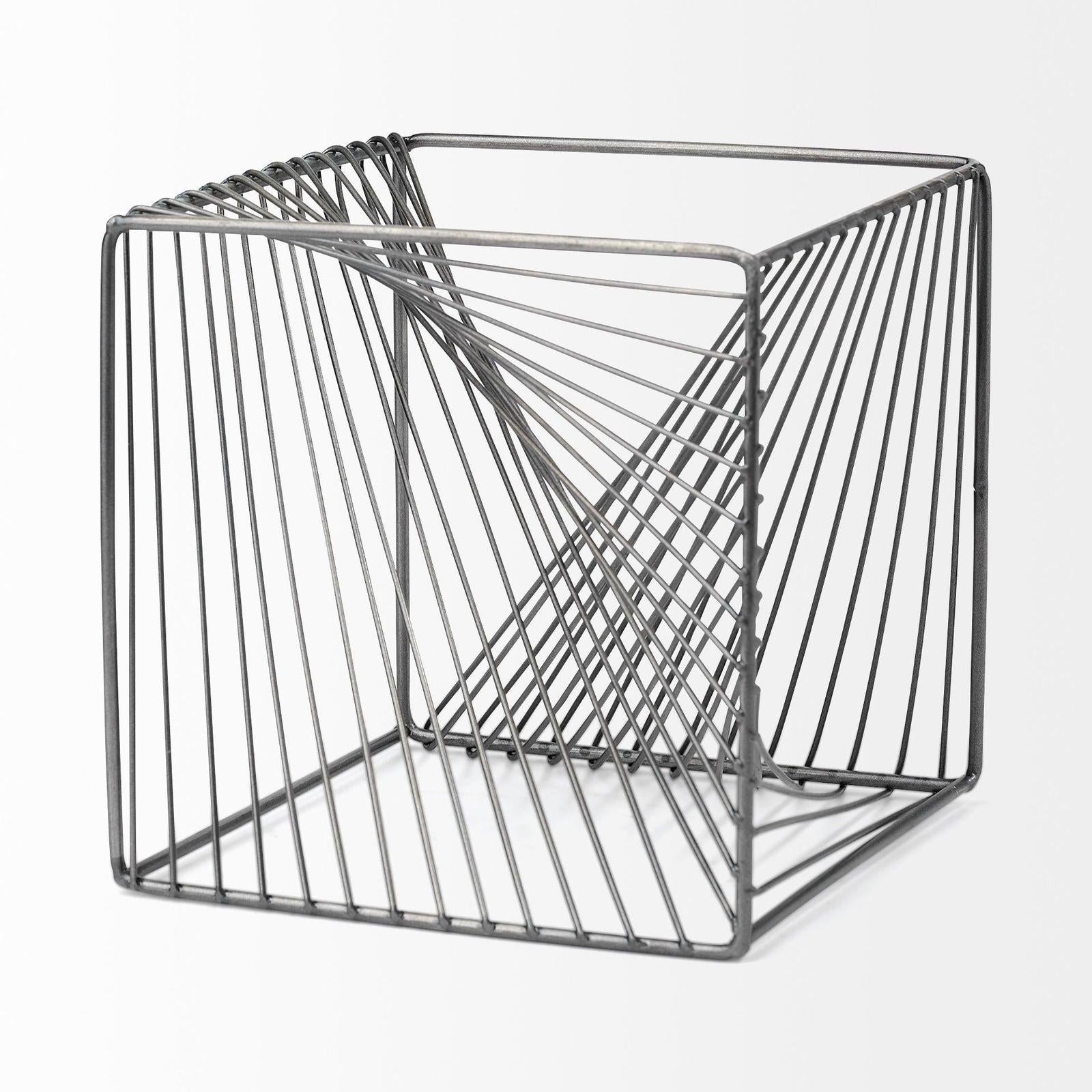 Mercana Rochon Gray Metal Decorative Cube Clearance