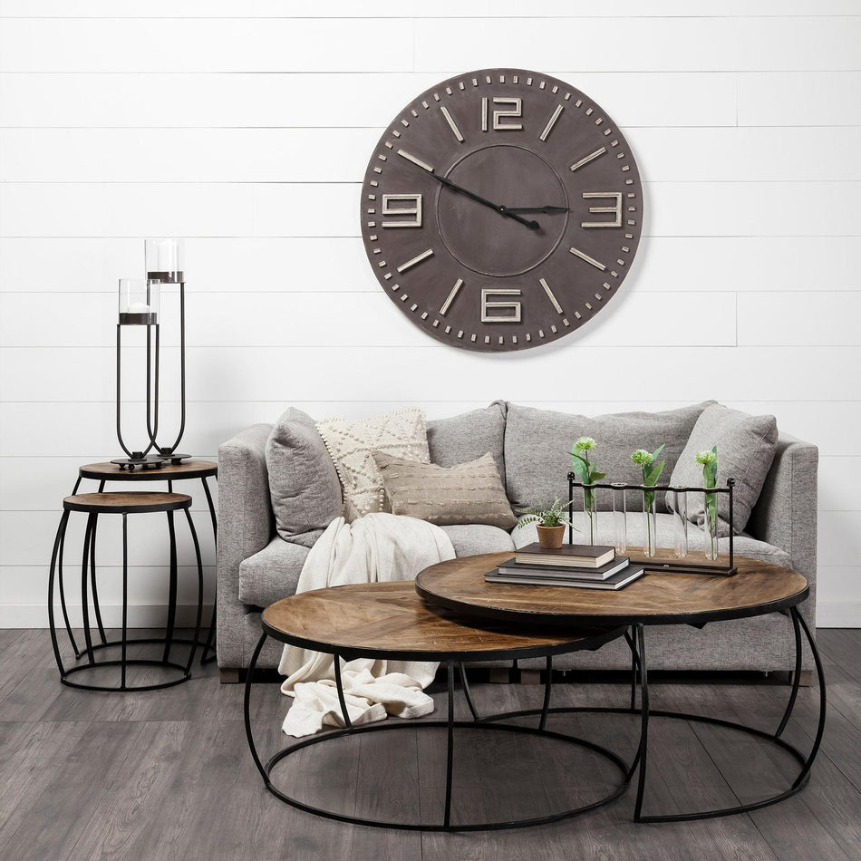 Mercana Clapp Brown Round Wood Top Nesting Accent Tables- Set of 2