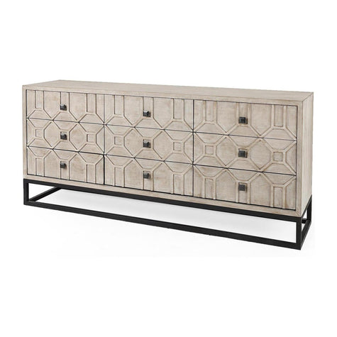 Mercana Genevieve Light Brown Fir Veneer 9 Drawer Sideboard Clearance
