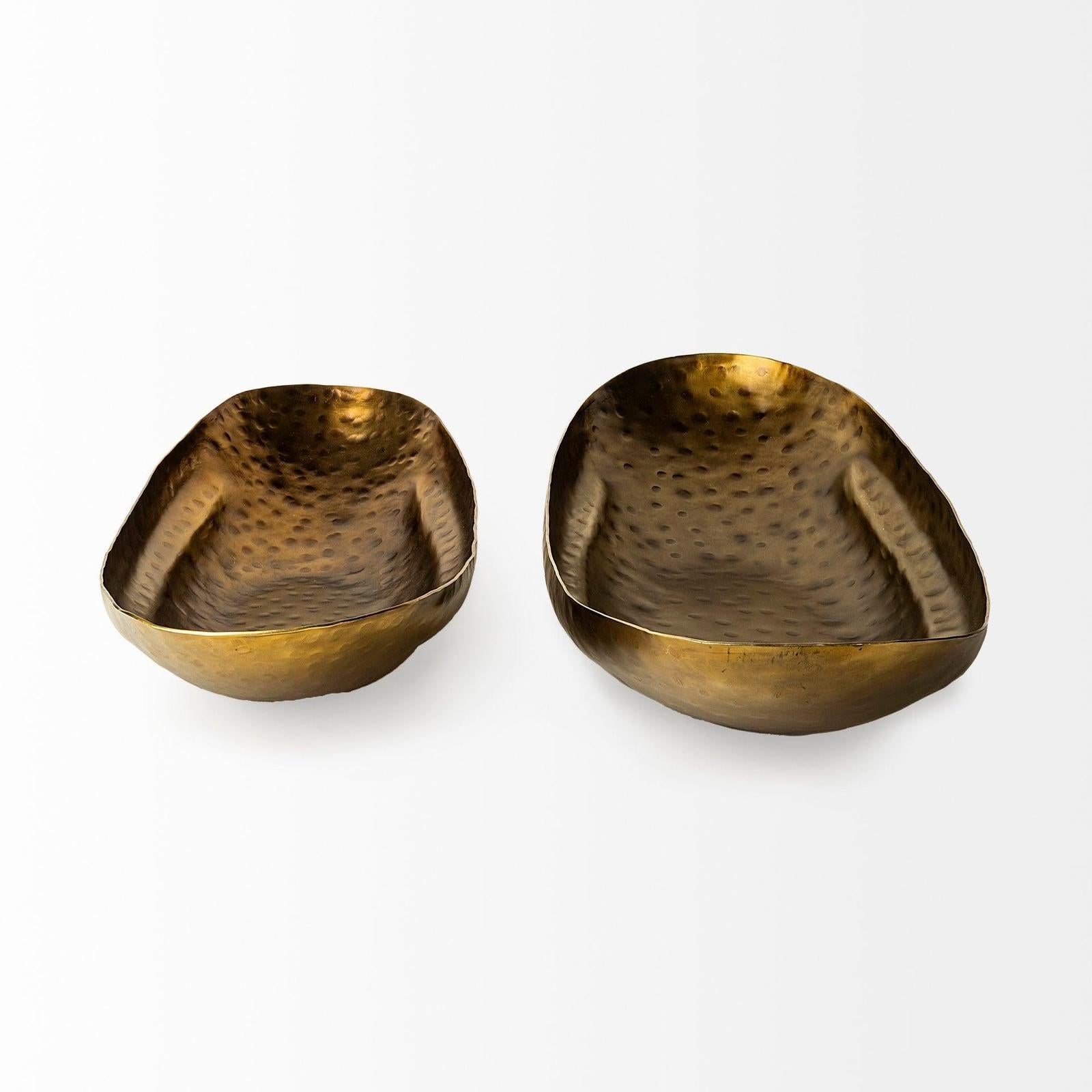 Mercana Karmen Gold Hammered Oversized Bowls- Set of 2 Clearance