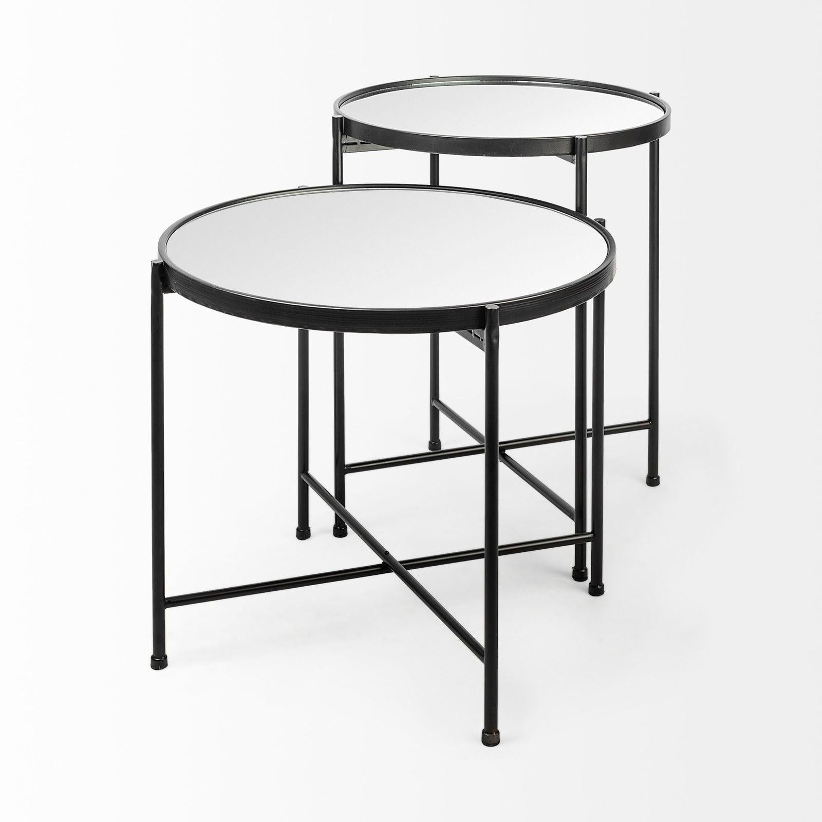 Mercana Samantha Black Mirror Top Accent Table