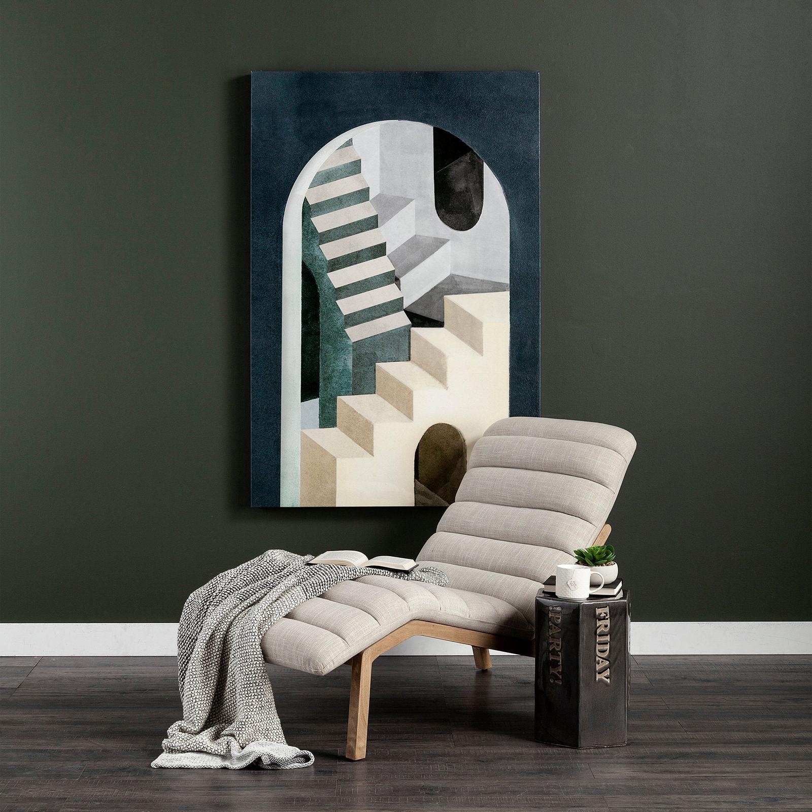 Mercana Pierre Beige Fabric Upholstered Armless Chaise Lounge Chair Clearance