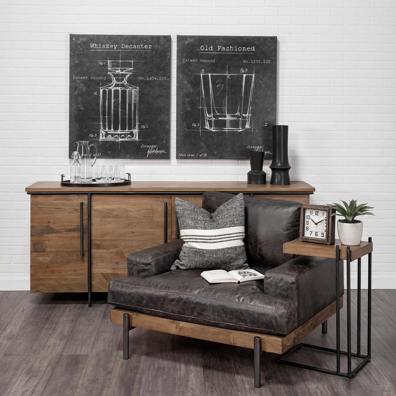 Mercana Maddox Medium Brown Wood w/ Black Metal End/Side Table