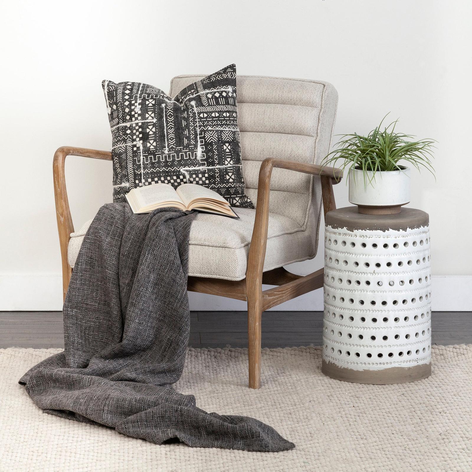 Mercana Ajax II Cream Fabric W/ Brown Wooden Frame Accent Chair