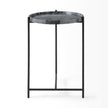 Mercana Stella Gray Round Marble Top W/Black Base Accent Table
