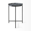 Mercana Stella Gray Round Marble Top W/Black Base Accent Table