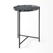 Mercana Stella Gray Round Marble Top W/Black Base Accent Table