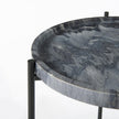 Mercana Stella Gray Round Marble Top W/Black Base Accent Table