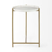 Mercana Stella White Round Marble Top W/Gold Base Accent Table Clearance