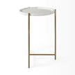 Mercana Stella White Round Marble Top W/Gold Base Accent Table Clearance