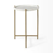Mercana Stella White Round Marble Top W/Gold Base Accent Table Clearance