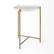 Mercana Stella White Round Marble Top W/Gold Base Accent Table Clearance