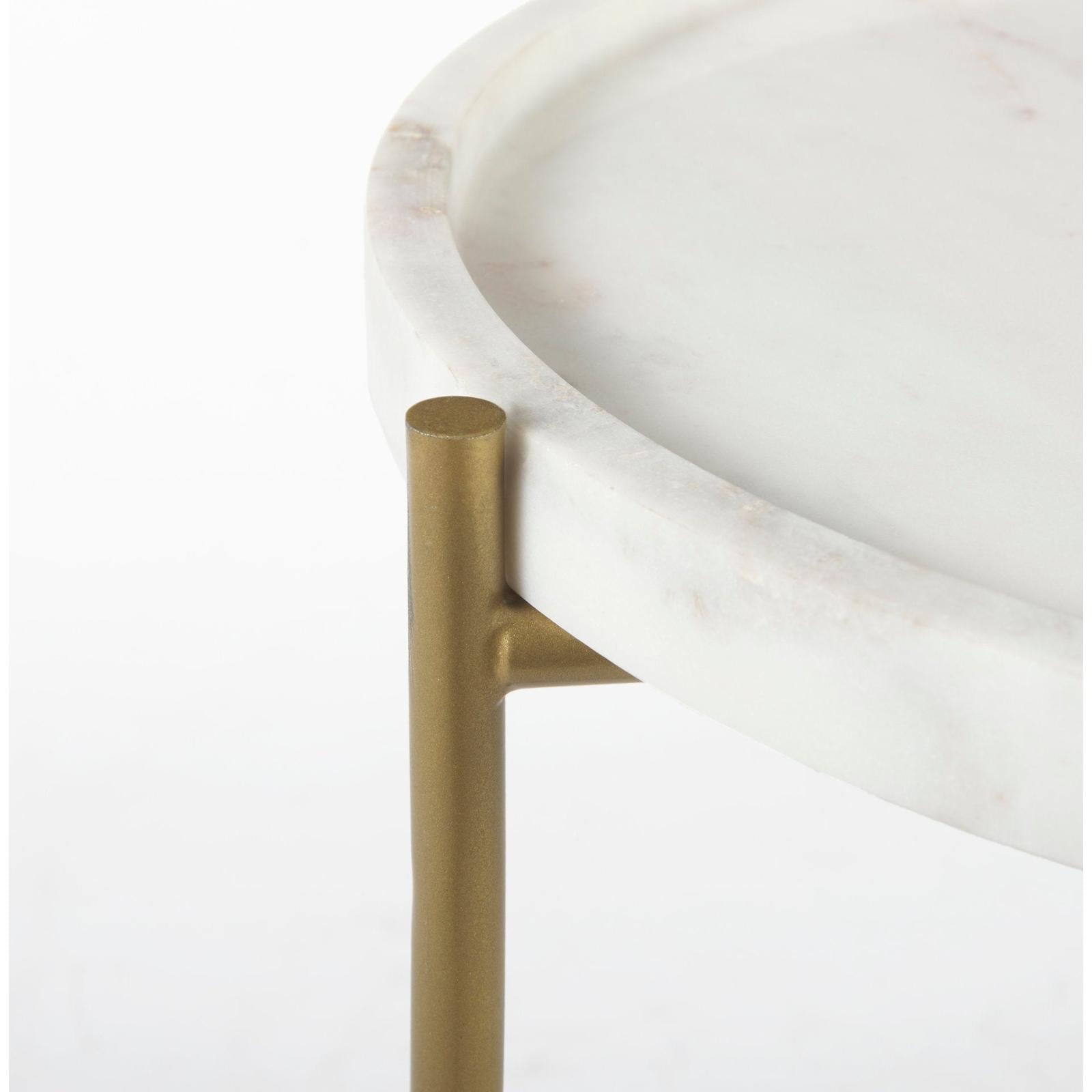 Mercana Stella White Round Marble Top W/Gold Base Accent Table Clearance