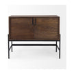 Mercana GlennDark Brown Wood w/ Black Iron Frame-2 Door Accent Cabinet