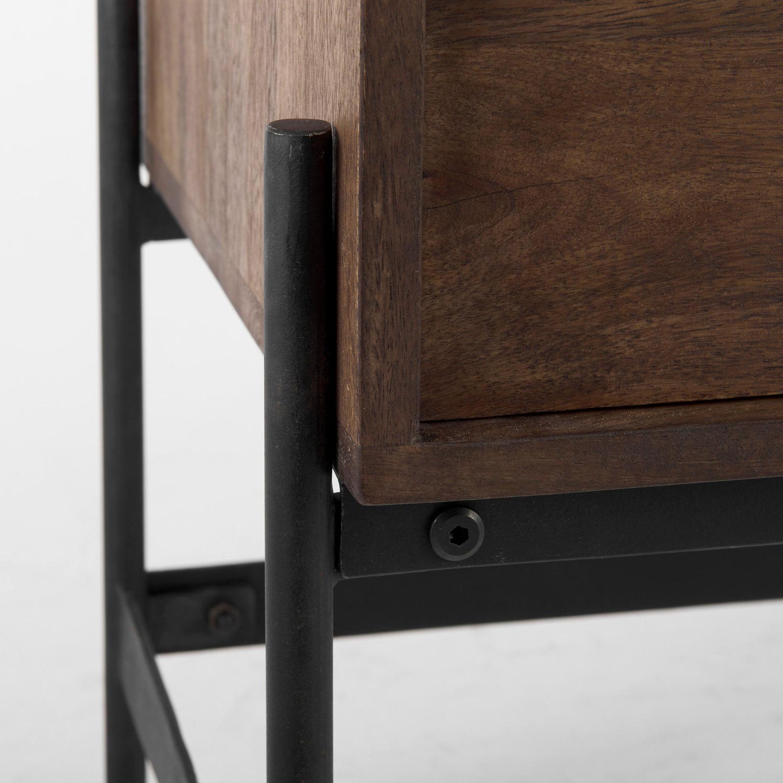 Mercana GlennDark Brown Wood w/ Black Iron Frame-2 Door Accent Cabinet