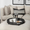 Mercana Decatur Wooden Bead Mirrored Bottom Round Tray Clearance