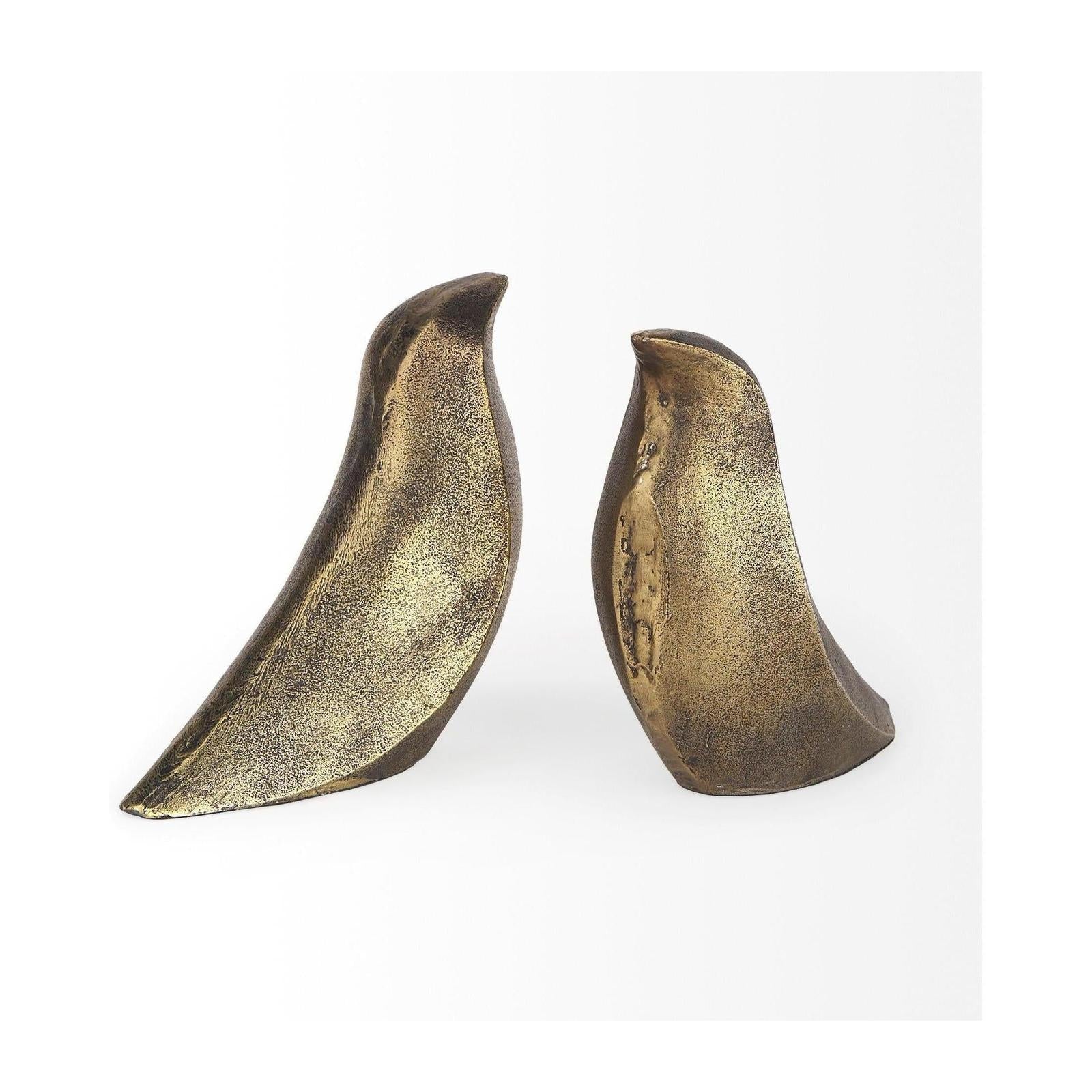 Mercana Dover Gold Aluminum Dove Bookends- Set of 2