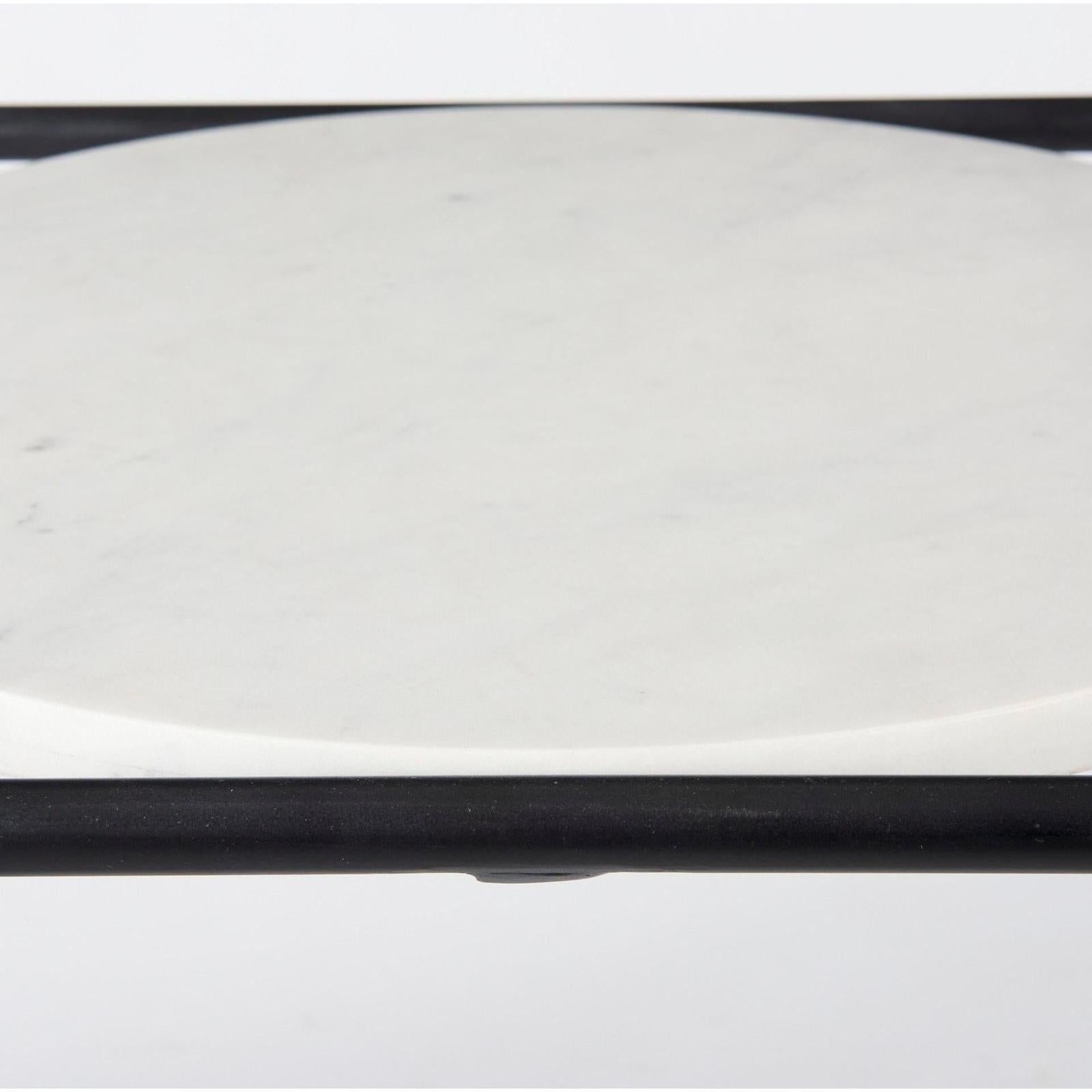 Mercana Austen Round White Marble Top W/ Black Metal Frame Side Table Clearance