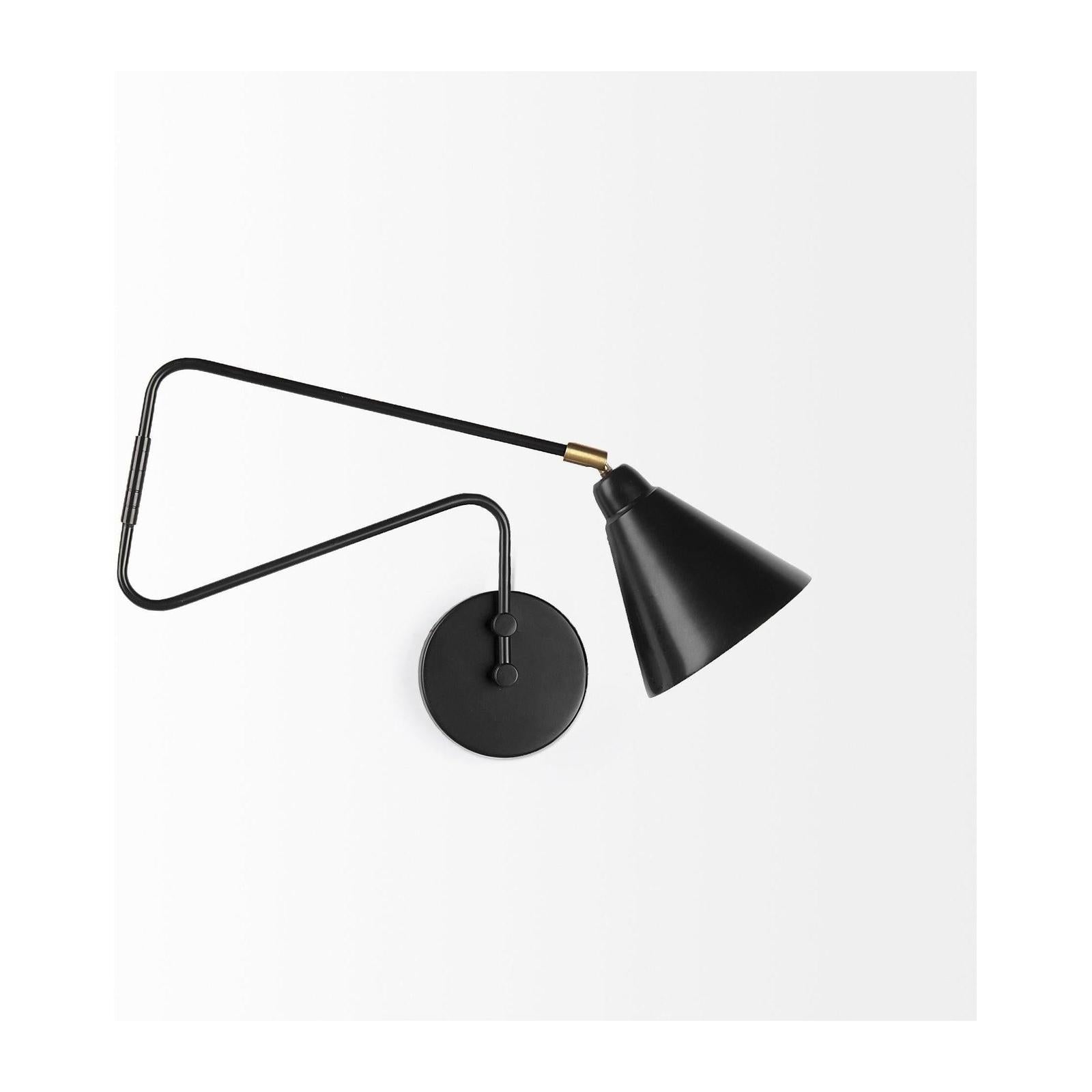 Mercana Cobalt Black Metal Cone Shaped Swivel Wall Sconce
