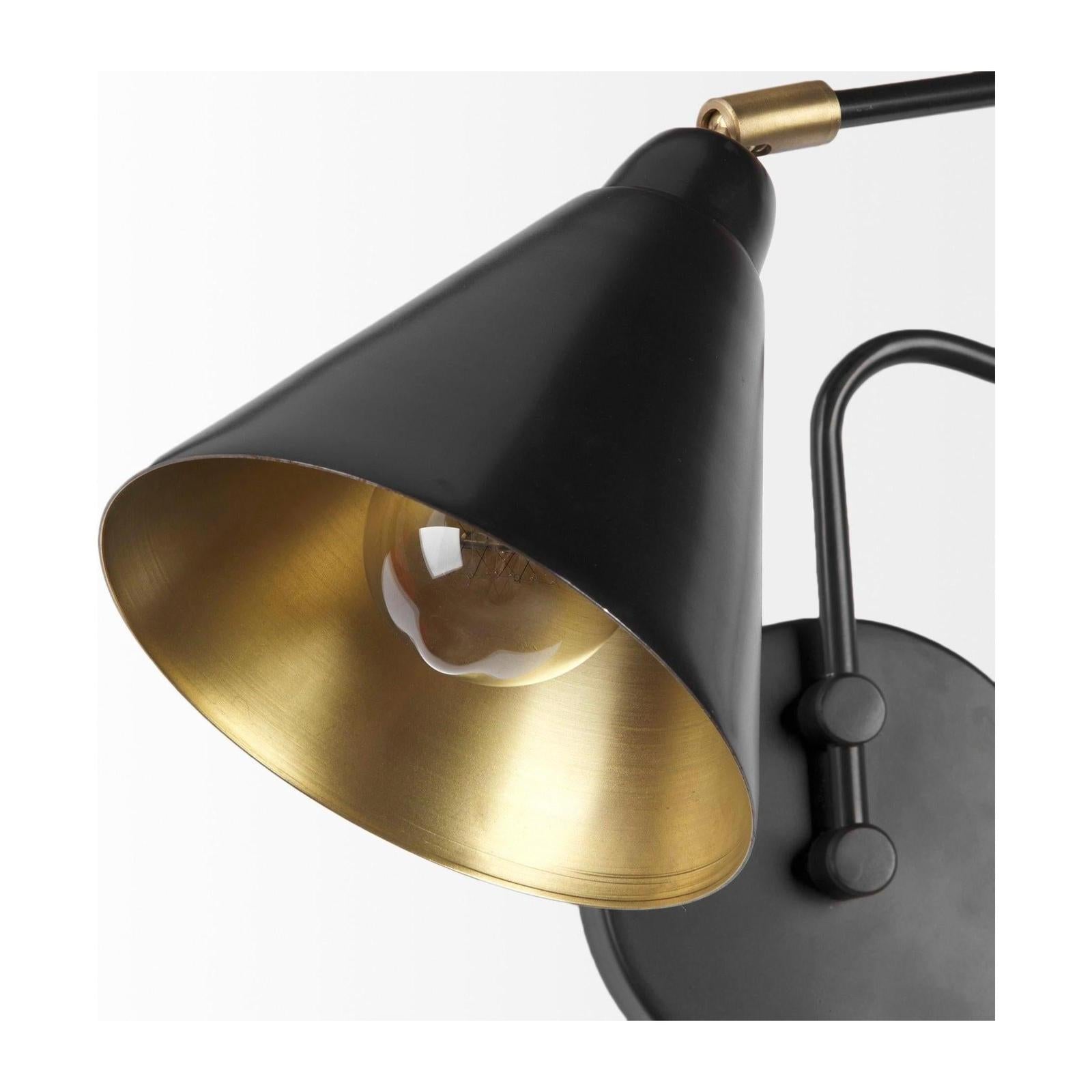Mercana Cobalt Black Metal Cone Shaped Swivel Wall Sconce