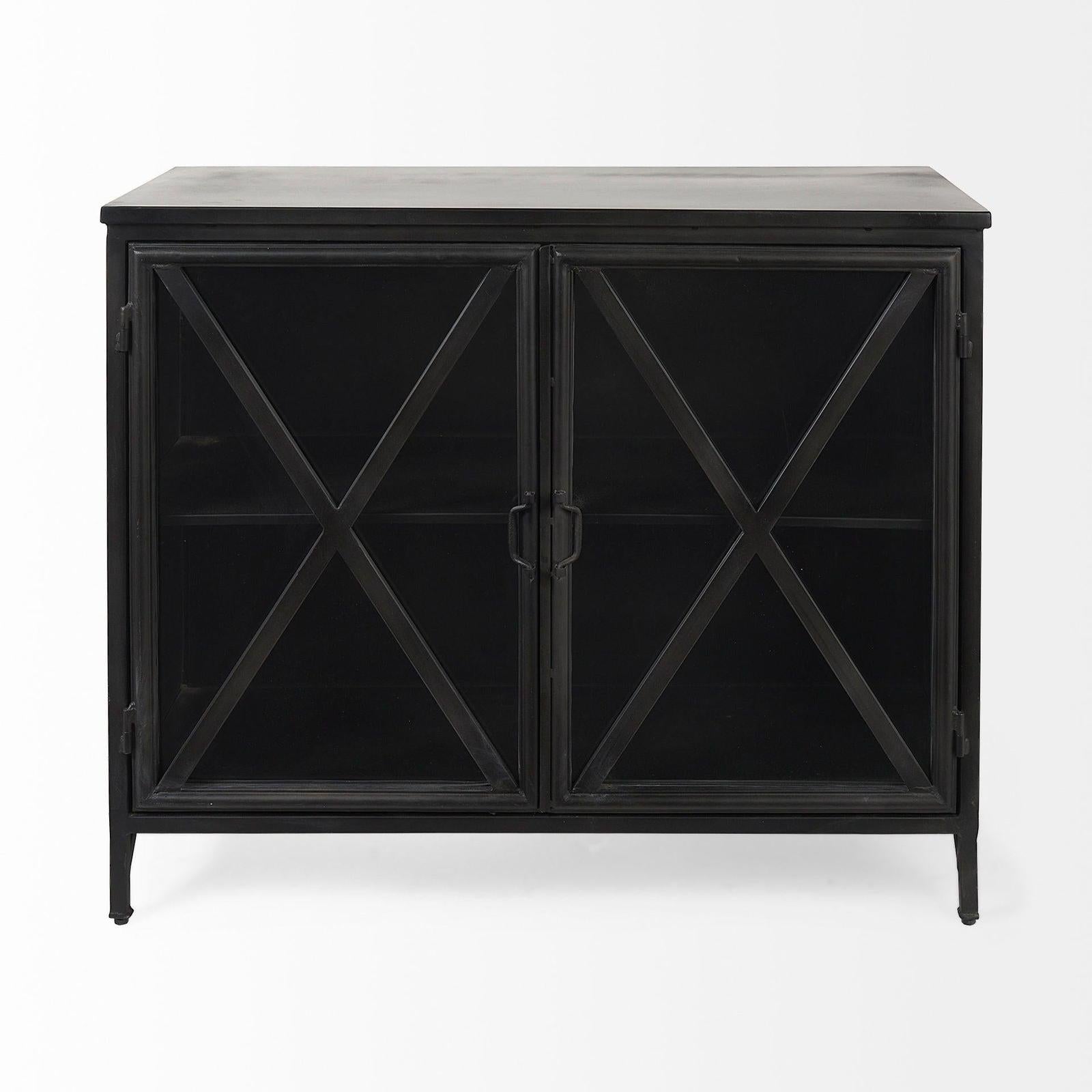 Mercana Poppy Black Metal With Glass Door Accent Cabinet