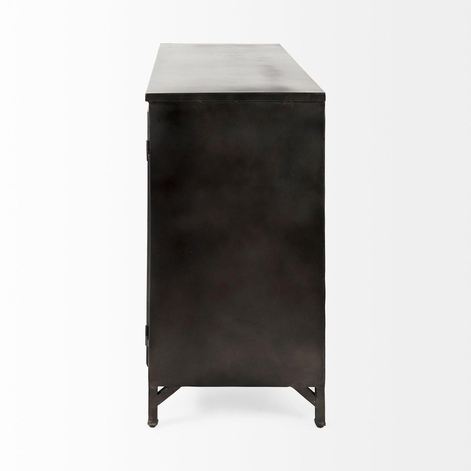 Mercana Poppy Black Metal With Glass Door Accent Cabinet