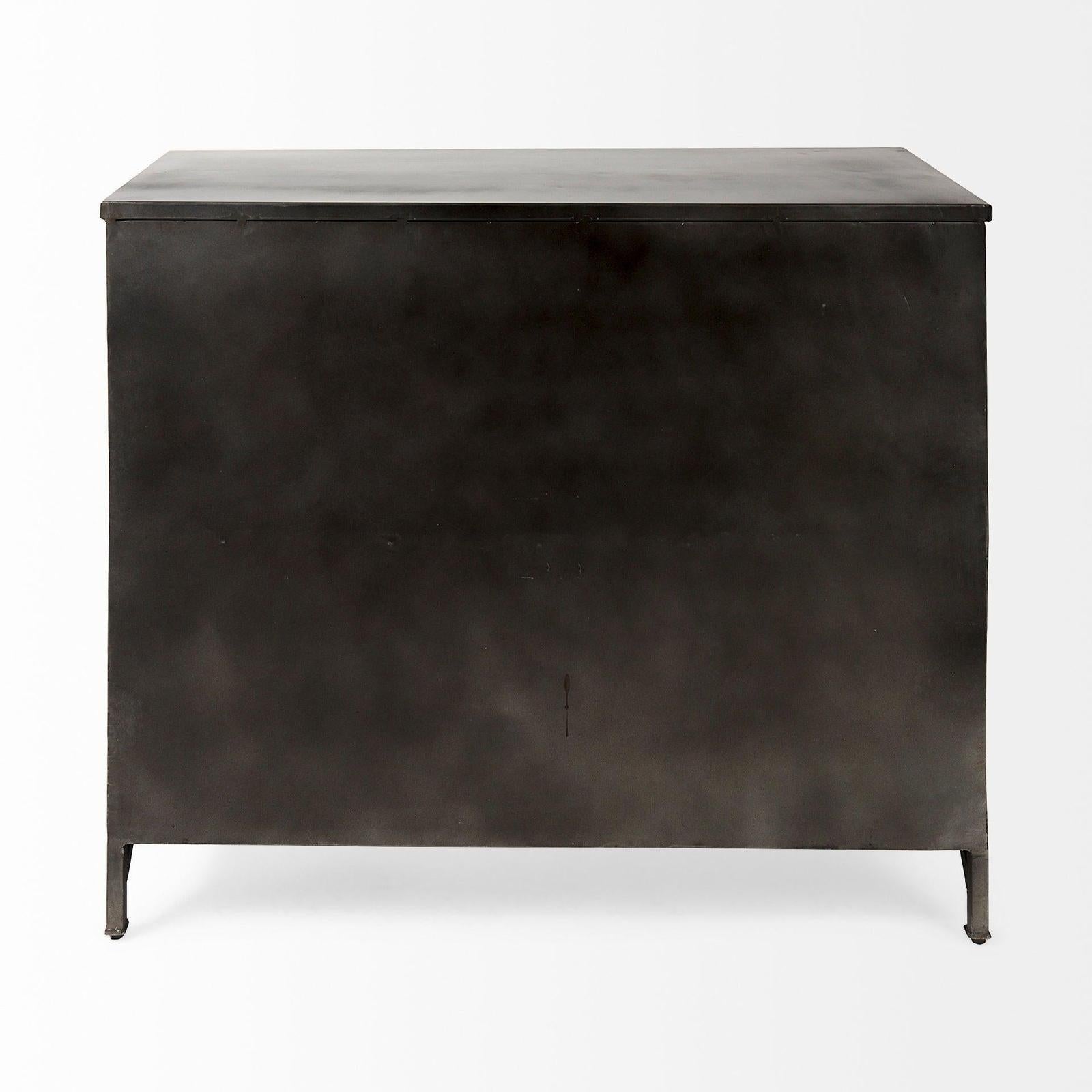 Mercana Poppy Black Metal With Glass Door Accent Cabinet