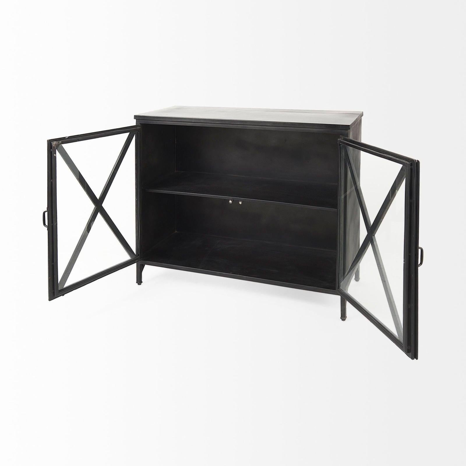 Mercana Poppy Black Metal With Glass Door Accent Cabinet