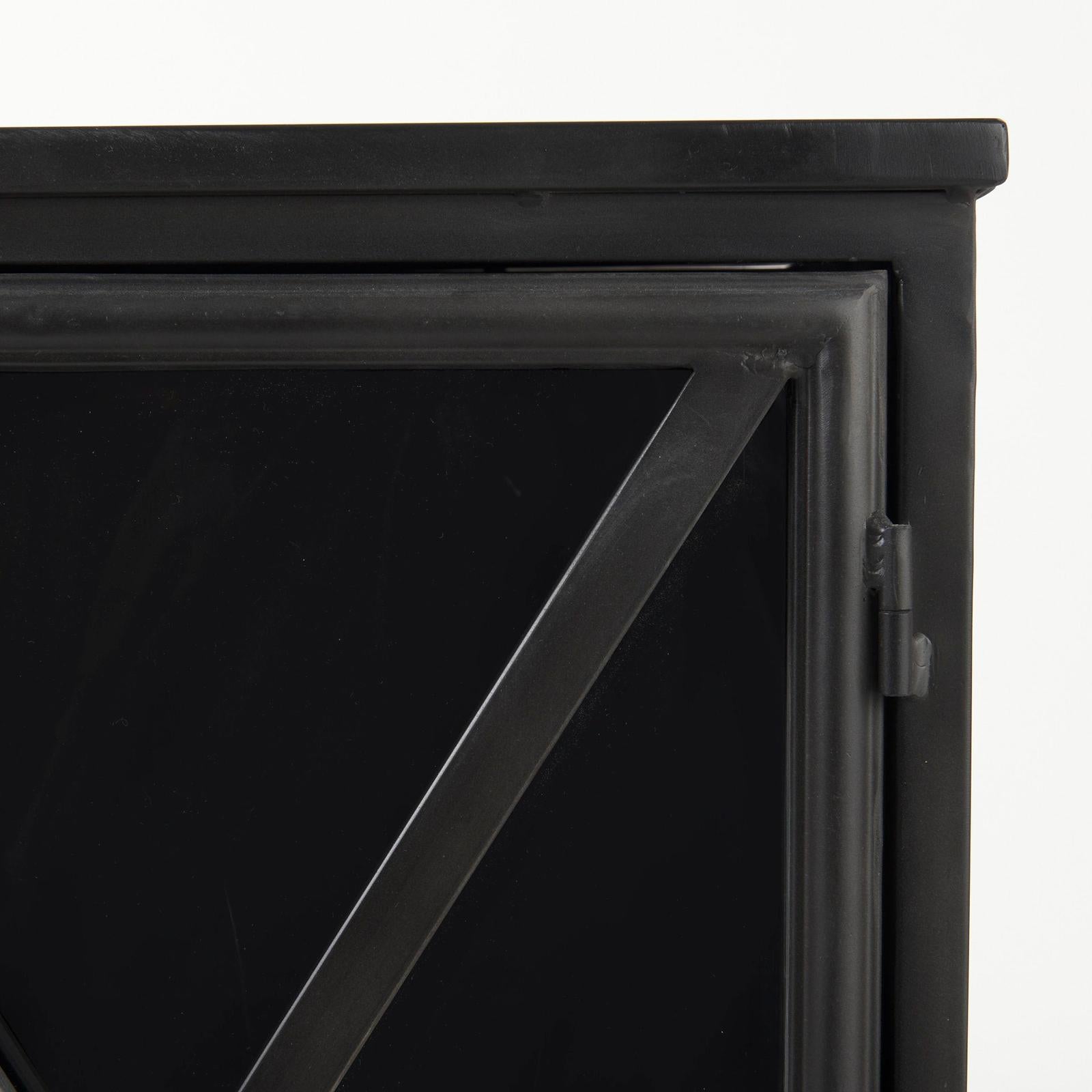 Mercana Poppy Black Metal With Glass Door Accent Cabinet